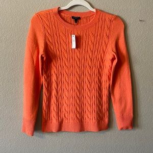 NWT Talbots Orange cableknit crewneck sweater